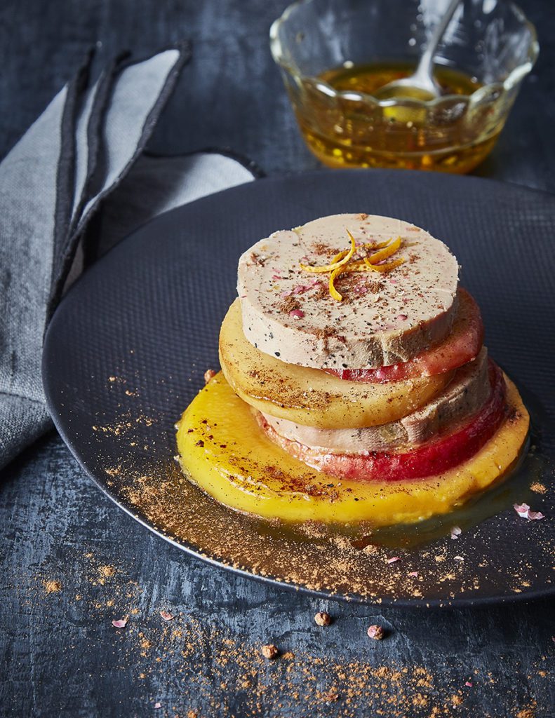 FOIE GRAS MICUIT EN MILLE FEUILLE DE FRUITS Maison Montfort