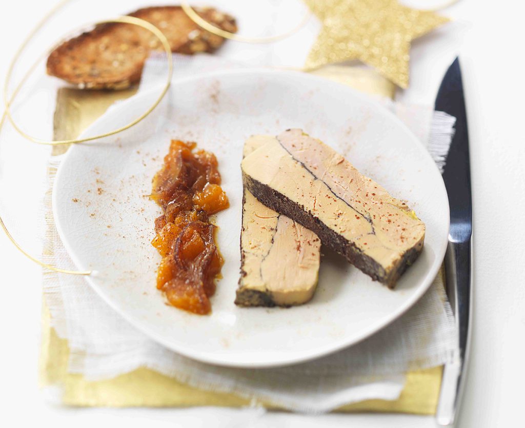 TERRINE DE FOIE GRAS AUX EPICES, CHUTNEY MANGUE Maison Montfort