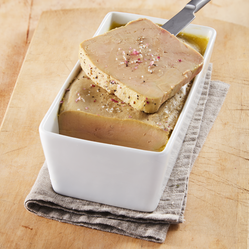 Foie gras de canard cru et déveiné, surgelé et prêt à cuisiner