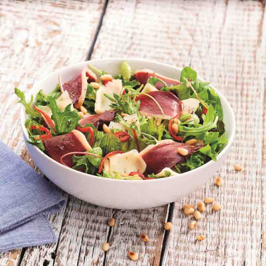 Salade composée au magret séché : une échappée campagnarde - Recette par  Chef Simon