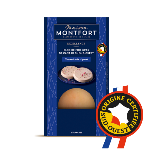 Foie gras entier de canard du Sud-Ouest finement salé et poivré