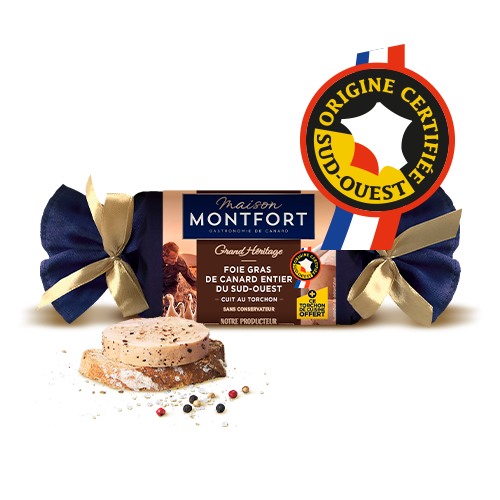 Foie gras de canard entier du sud-ouest emballé dans son torchon