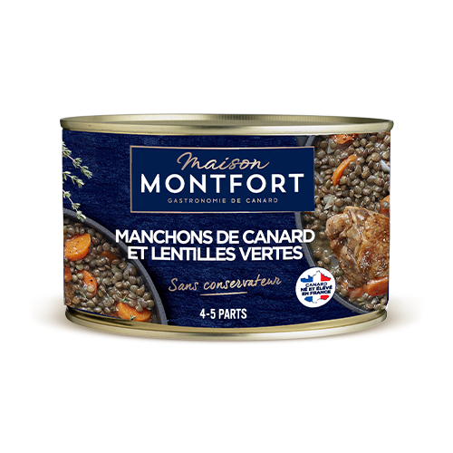 Conserve de manchons de canard et lentilles vertes